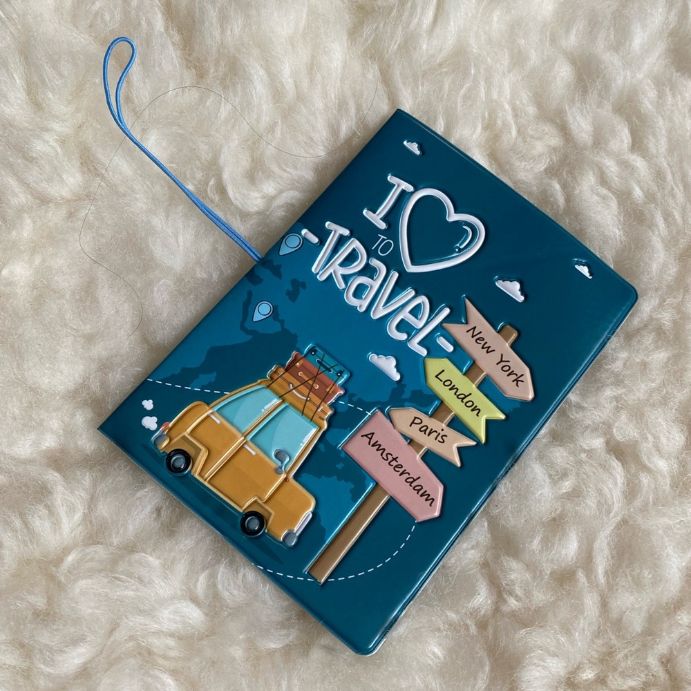 Fun I Love Travel Passport Cover Blue Adventure